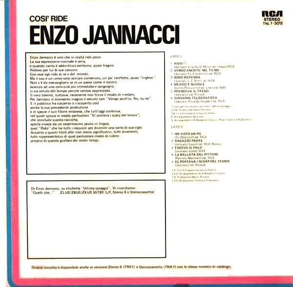 Enzo Jannacci - Così Ride | RCA (TNL 1-3012) - 2