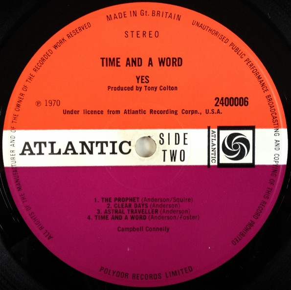 Yes - Time And A Word | Atlantic (2400 006) - 4