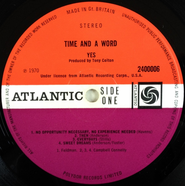 Yes - Time And A Word | Atlantic (2400 006) - 3