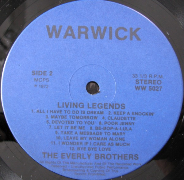 Everly Brothers - Living Legends | Warwick Records (WW 5027) - 4