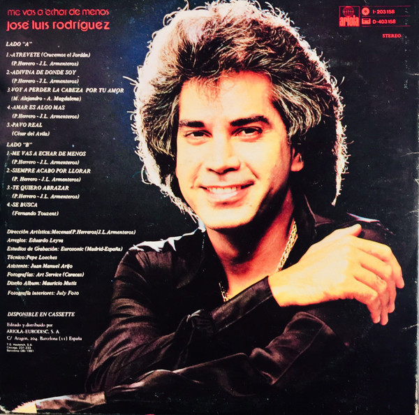 José Luis Rodríguez - Me Vas A Echar De Menos | Ariola (I-203.158) - 2