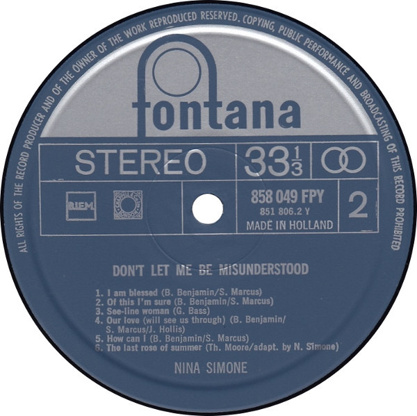 Nina Simone - Don't Let Me Be Misunderstood | Fontana International (858 049 FPY) - 4