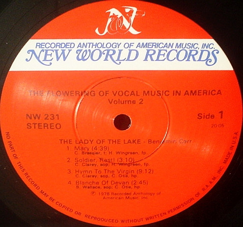 Benjamin Carr , Oliver Shaw , Dr. George K. Jackson - The Flowering Of Vocal Music In America / Vol. 2 | New World Records (NW 231) - 3