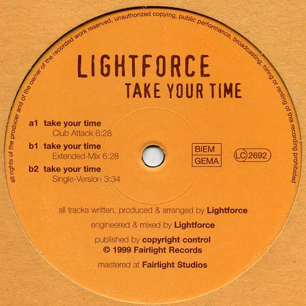 Lightforce - Take Your Time | Fairlight Records (FR 01) Lightforce - Take Your Time | Fairlight Records (FR 01)