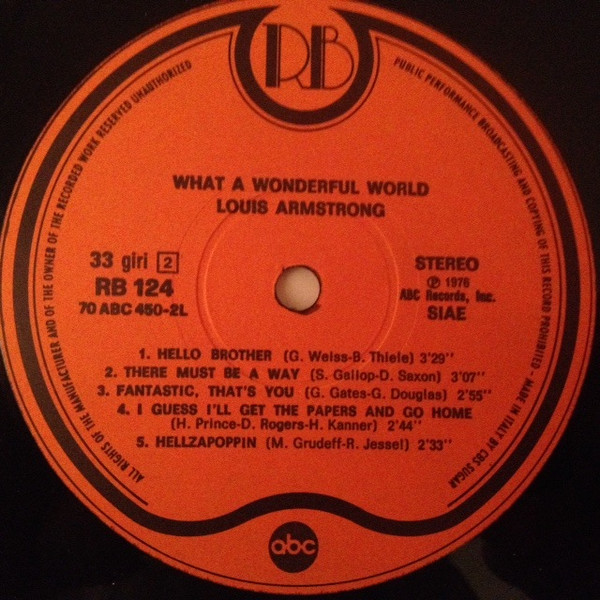 Louis Armstrong - What A Wonderful World | Record Bazaar (RB 124) - 4 Louis Armstrong - What A Wonderful World | Record Bazaar (RB 124) - 4