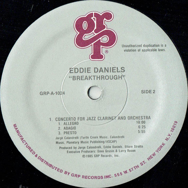 Eddie Daniels With Philharmonia Orchestra - Breakthrough | GRP (GRP A-1024) - 4 Eddie Daniels With Philharmonia Orchestra - Breakthrough | GRP (GRP A-1024) - 4