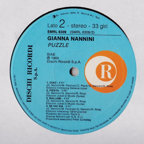 Gianna Nannini - Puzzle | Ricordi (SMRL 6309) - 4