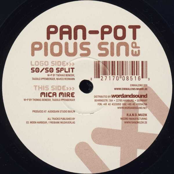 Pan-Pot - Pious Sin EP | Einmaleins Musik (EINMALEINS 006) - main