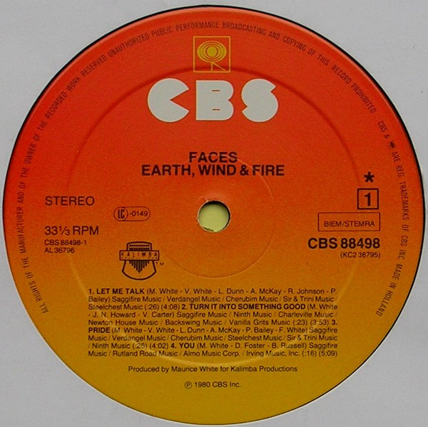Earth, Wind & Fire - Faces | CBS (CBS 88498) - 5