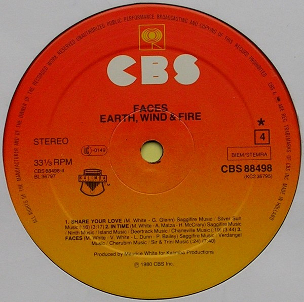 Earth, Wind & Fire - Faces | CBS (CBS 88498) - 8