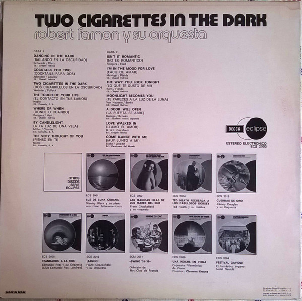 Robert Farnon And His Orchestra - Two Cigarettes In The Dark | Decca (ECS 2053) - 2 Robert Farnon And His Orchestra - Two Cigarettes In The Dark | Decca (ECS 2053) - 2