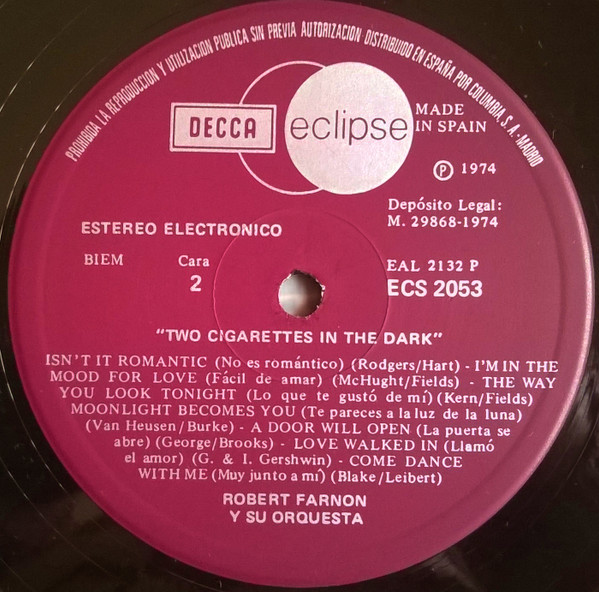 Robert Farnon And His Orchestra - Two Cigarettes In The Dark | Decca (ECS 2053) - 4 Robert Farnon And His Orchestra - Two Cigarettes In The Dark | Decca (ECS 2053) - 4