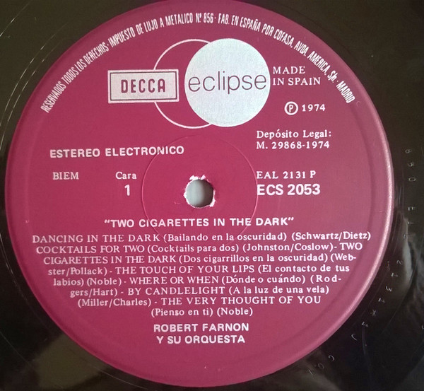 Robert Farnon And His Orchestra - Two Cigarettes In The Dark | Decca (ECS 2053) - 3 Robert Farnon And His Orchestra - Two Cigarettes In The Dark | Decca (ECS 2053) - 3