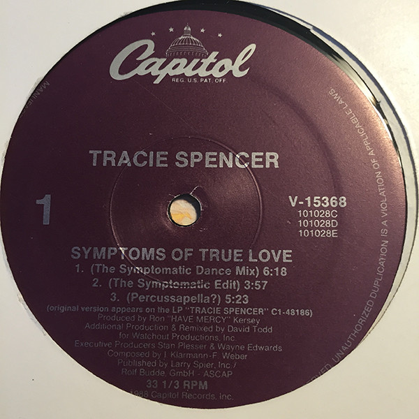 Tracie Spencer - Symptoms Of True Love | Capitol Records (V-15368) Tracie Spencer - Symptoms Of True Love | Capitol Records (V-15368)