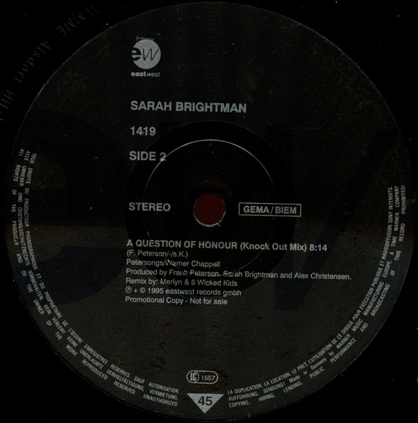 Sarah Brightman - A Question Of Honour (The Dance Mixes) | EastWest (PM 1419) - 3