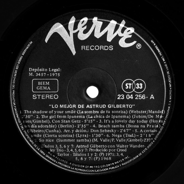 Astrud Gilberto - Lo Mejor De Astrud Gilberto | Verve Records (23 04 256) - 3 Astrud Gilberto - Lo Mejor De Astrud Gilberto | Verve Records (23 04 256) - 3