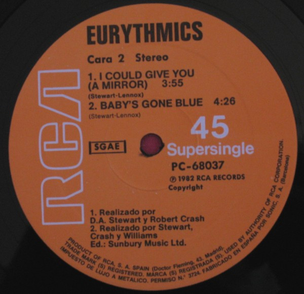 Eurythmics - Sweet Dreams (Are Made Of This) = Dulces Sueños | RCA (PC-68037) - 4