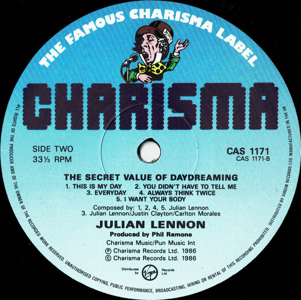 Julian Lennon - The Secret Value Of Daydreaming | Charisma (CAS 1171) - 4