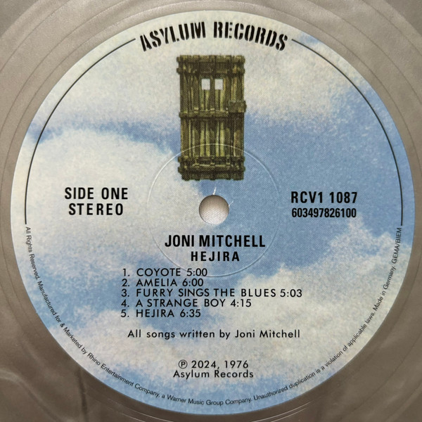 Joni Mitchell - Hejira | Asylum Records (RCV1 1087) - 4 Joni Mitchell - Hejira | Asylum Records (RCV1 1087) - 4
