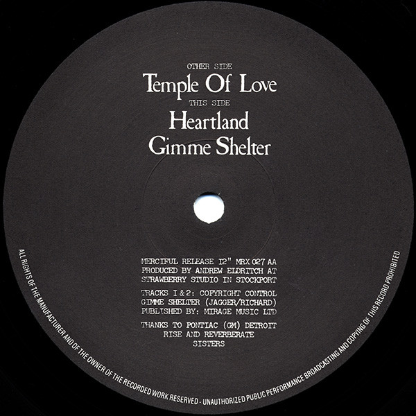 The Sisters Of Mercy - Temple Of Love | Merciful Release (MRX027) - 4