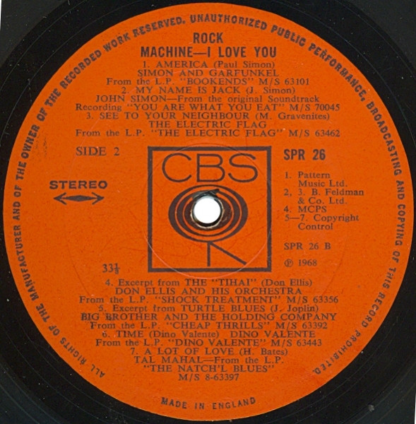 Various - Rock Machine - I Love You | CBS (SPR 26) - 4 Various - Rock Machine - I Love You | CBS (SPR 26) - 4