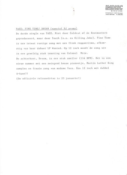 Yazz - Fine Time | Big Life (YAZZ PROMO 3) - 4