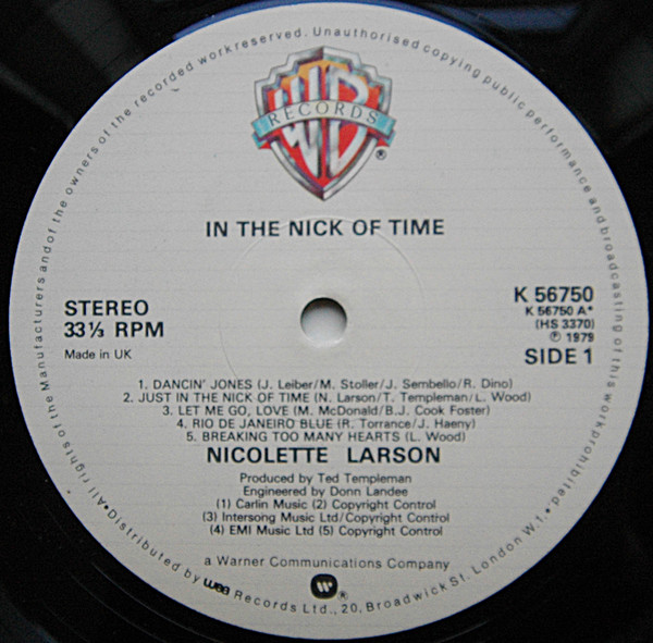 Nicolette Larson - In The Nick Of Time | Warner Bros. Records (K56750) - 3 Nicolette Larson - In The Nick Of Time | Warner Bros. Records (K56750) - 3