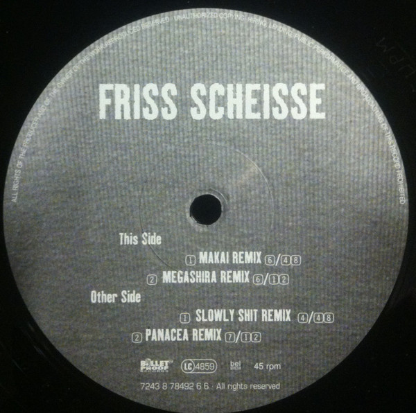 Schweisser - Friss Scheisse | Bullet Proof Records (INT 8 78492 6) - 2