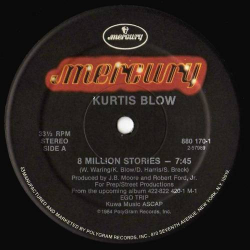 Kurtis Blow - 8 Million Stories / AJ Scratch | Mercury (880 170-1) - main