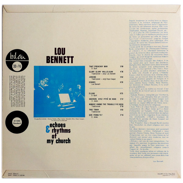 Lou Bennett Et Son Orchestre Avec Kenny Clarke - Echoes & Rhythms Of My Church | Bel Air (30 PA 7024)