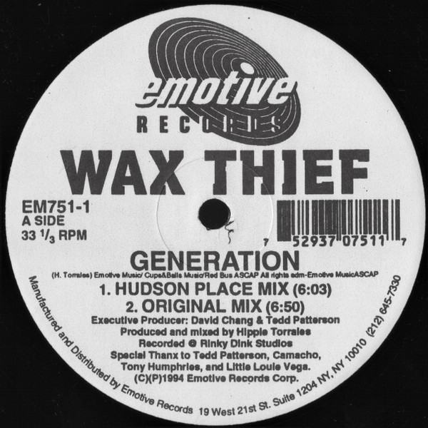 Wax Thief - Generation | Emotive Records (EM751-1)