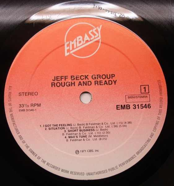 Jeff Beck Group - Rough And Ready | Embassy (EMB 31546) - 3 Jeff Beck Group - Rough And Ready | Embassy (EMB 31546) - 3
