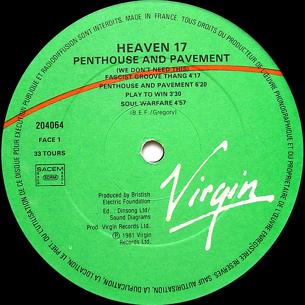 Heaven 17 - Penthouse And Pavement | Virgin (204064) - 3 Heaven 17 - Penthouse And Pavement | Virgin (204064) - 3