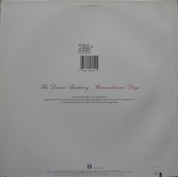 The Dream Academy - Remembrance Days | Blanco Y Negro (BYN 12) - 2