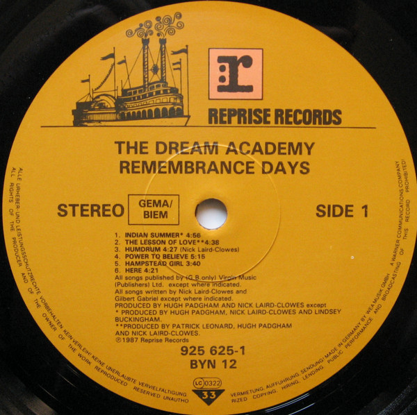 The Dream Academy - Remembrance Days | Blanco Y Negro (BYN 12) - 3