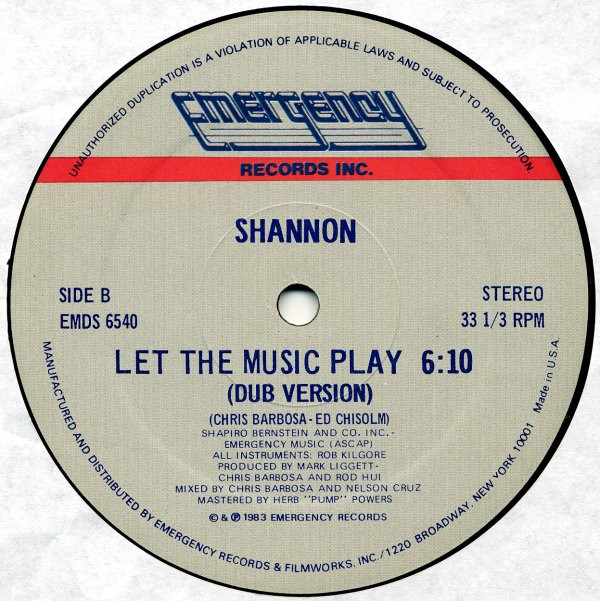 Shannon - Let The Music Play | Emergency Records (EMDS 6540) - 2 Shannon - Let The Music Play | Emergency Records (EMDS 6540) - 2