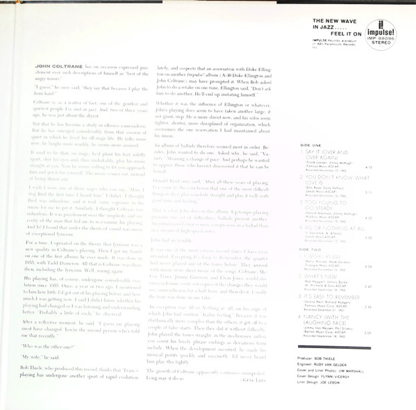 The John Coltrane Quartet - Ballads | Impulse! (IMP-88096) - 3