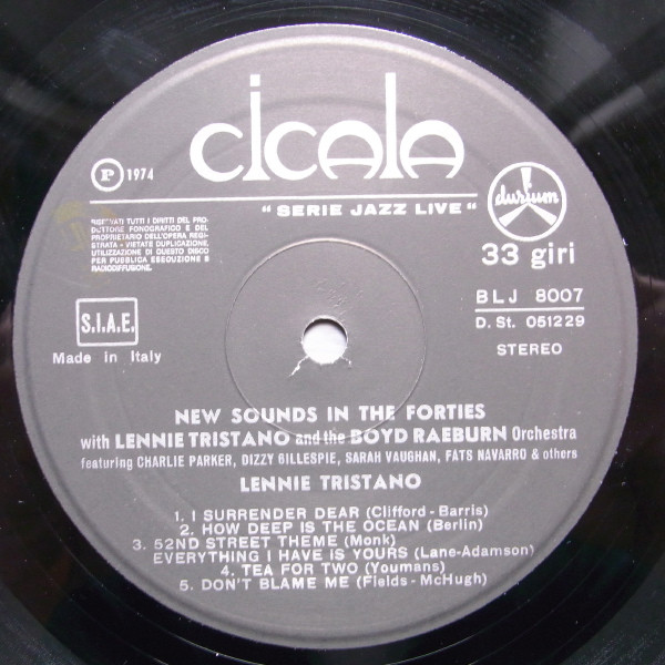 Lennie Tristano And The Boyd Raeburn And His Orchestra - New Sounds In The Forties | Durium (BLJ 8007) - 3