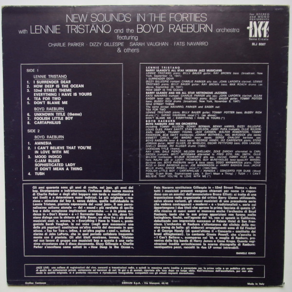 Lennie Tristano And The Boyd Raeburn And His Orchestra - New Sounds In The Forties | Durium (BLJ 8007) - 2