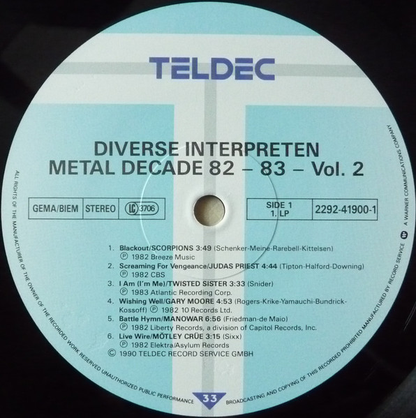 Various - Giants Of Rock - The Metal Decade 1982 - 83 Vol. 2 | TELDEC (2292 - 41900 - 1) - 4 Various - Giants Of Rock - The Metal Decade 1982 - 83 Vol. 2 | TELDEC (2292 - 41900 - 1) - 4