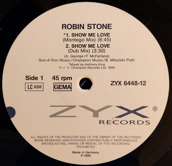 Robin Stone - Show Me Love | ZYX Records (ZYX 6448-12) - 3