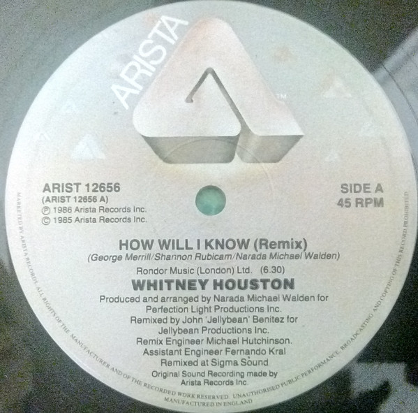 Whitney Houston - How Will I Know (Dance Remix) | Arista (ARIST 12 656) - 3 Whitney Houston - How Will I Know (Dance Remix) | Arista (ARIST 12 656) - 3