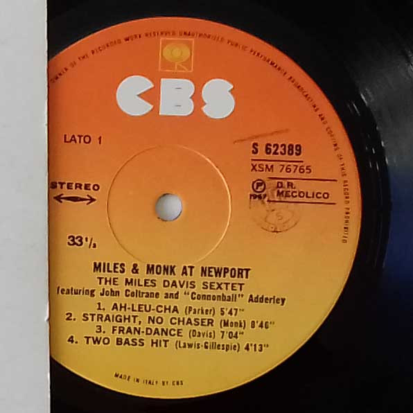 The Miles Davis Sextet & The Thelonious Monk Quartet - Miles & Monk At Newport | CBS (S 62389) - 3
