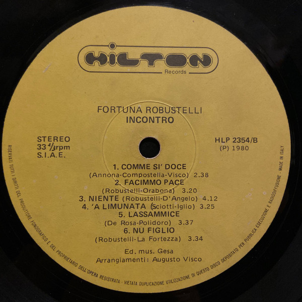 Fortuna Robustelli - Incontro | Hilton Records (HLP 2354)