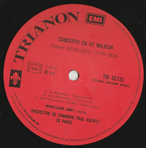 Marie-Claire Jamet , Orchestre De Chambre Paul Kuentz - Harpe Et Orchestre | Trianon (TRI 33133) - 2