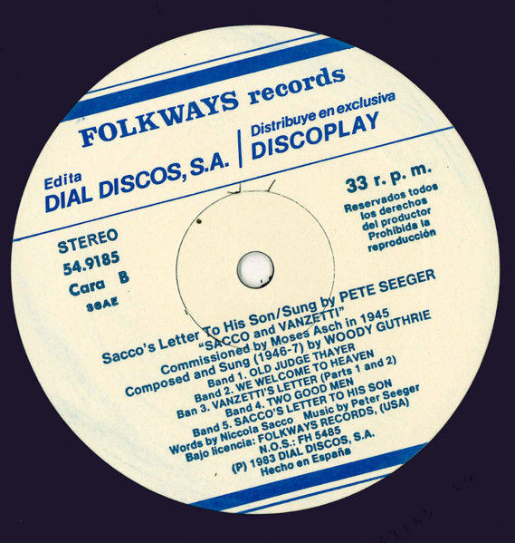 Woody Guthrie - Ballads Of Sacco & Vanzetti | Folkways Records (DP 54.9185) - 3 Woody Guthrie - Ballads Of Sacco & Vanzetti | Folkways Records (DP 54.9185) - 3