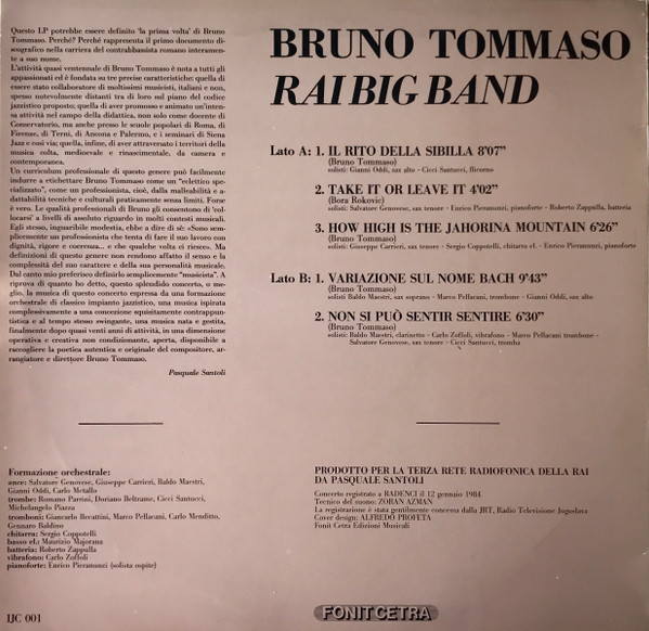 Bruno Tommaso , Enrico Pieranunzi , RAI Big Band - Il Rito Della Sibilla - Live At Radenci 1984 | Fonit Cetra (IJC 001) - 2
