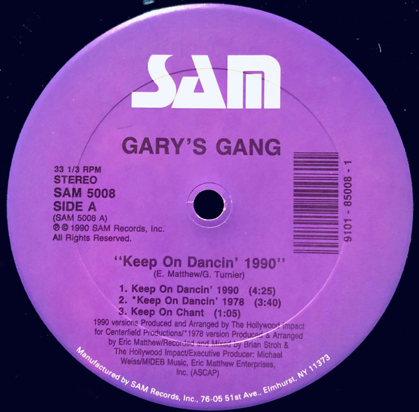 Gary's Gang - Keep On Dancin' 1990 | Sam Records (SAM 5008)