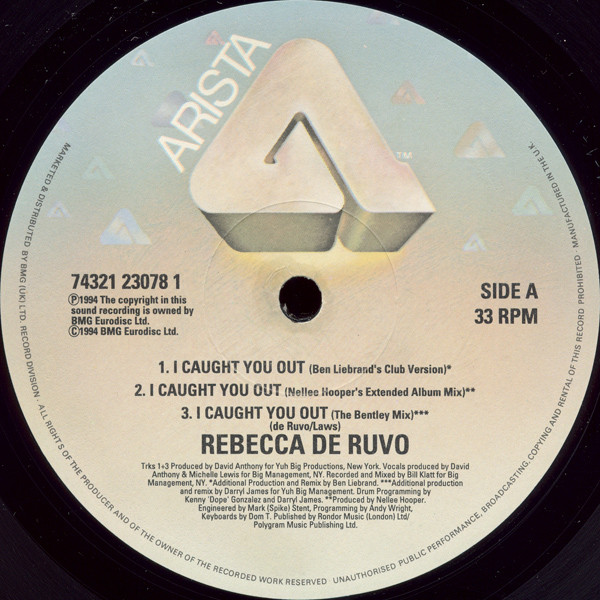 Rebecca De Ruvo - I Caught You Out | Arista (74321 23078 1) - 2