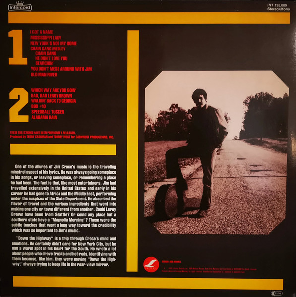 Jim Croce - Down The Highway | Intercord (INT 135.009) - 2